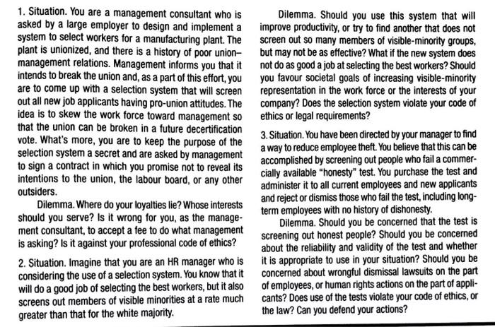 Refer to all 3 situations and answer to questions