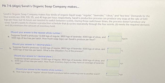 PA 7-6 (Algo) Sarah's Organic Soap Company