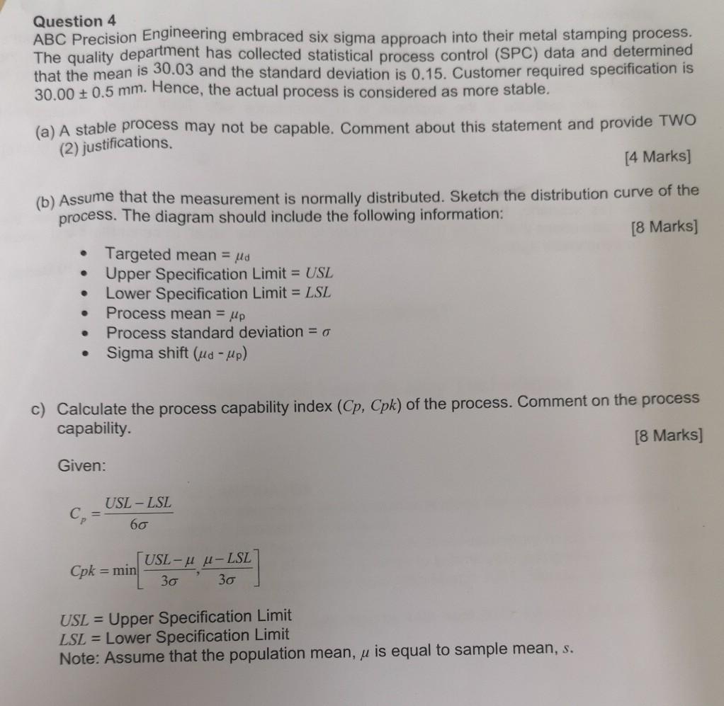 (2) justifications. Question 4 ABC Precision