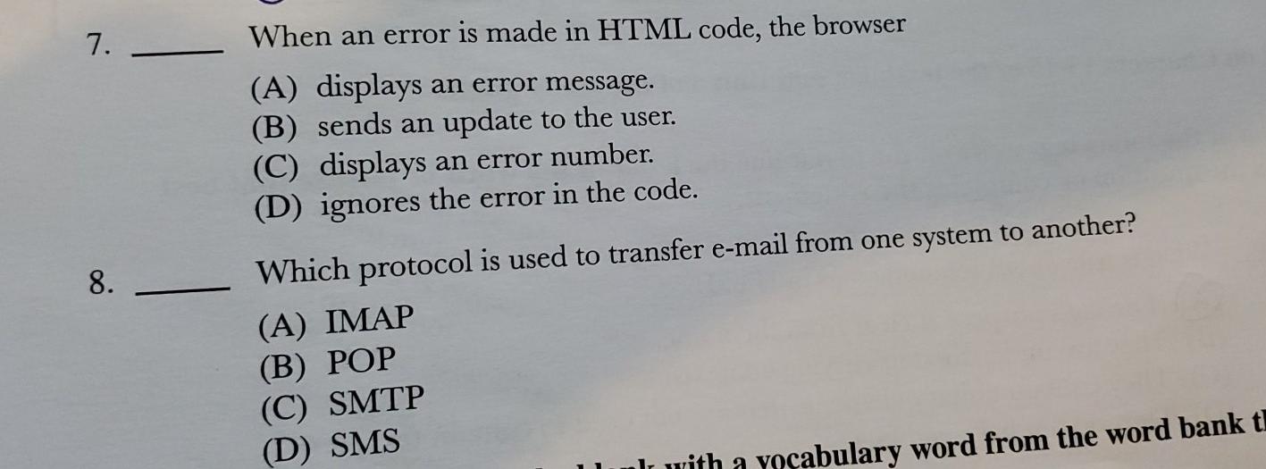 7. When an error is made in HTML code, the