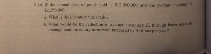 9.14. If the annual cost of goods sold is