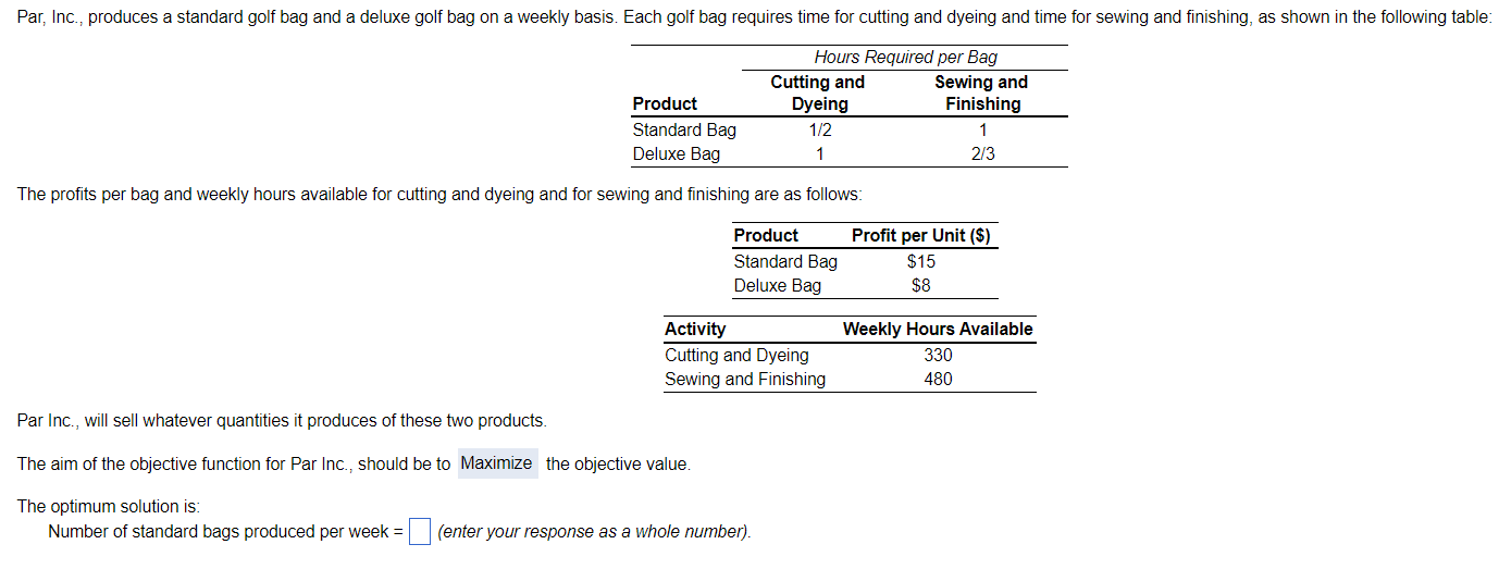 Par Inc., will sell whatever quantities it