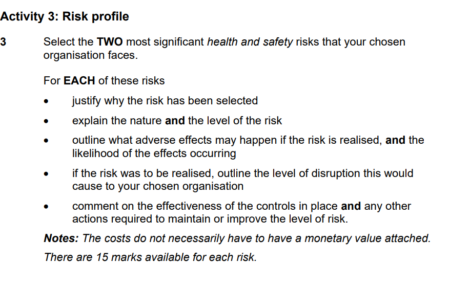 Select the TWO most significant health and safety