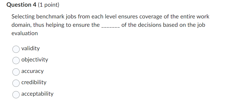 Question 4 (1 point) Selecting benchmark jobs