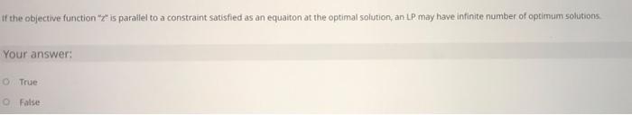 If the objective function "Y" is parallel to a