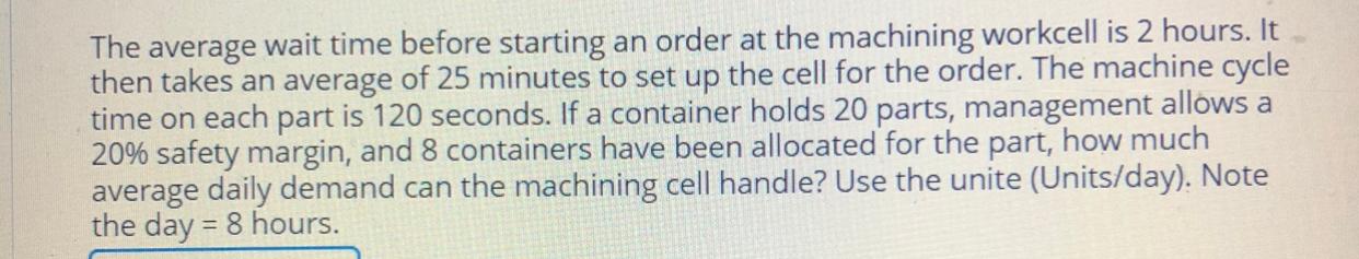 The average wait time before starting an order at