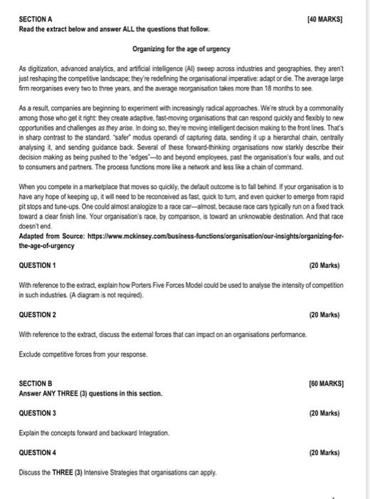 QUESTION 1 (20 Marks) With reference to the