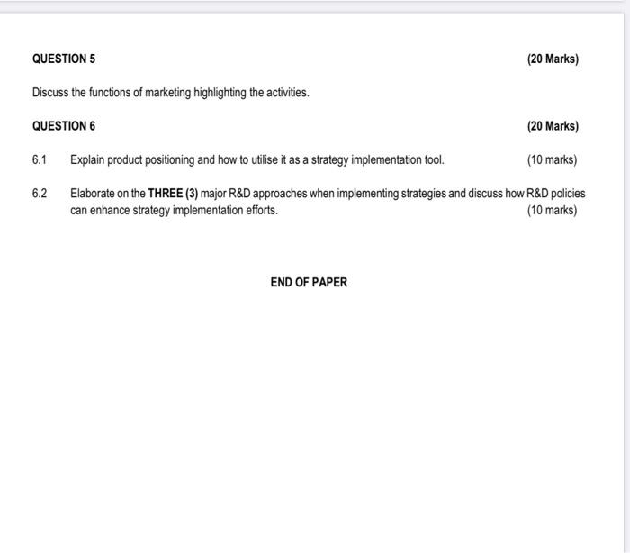 QUESTION 1 (20 Marks) With reference to the