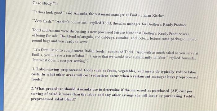 Case study #1: "It does look good," said Amanda,