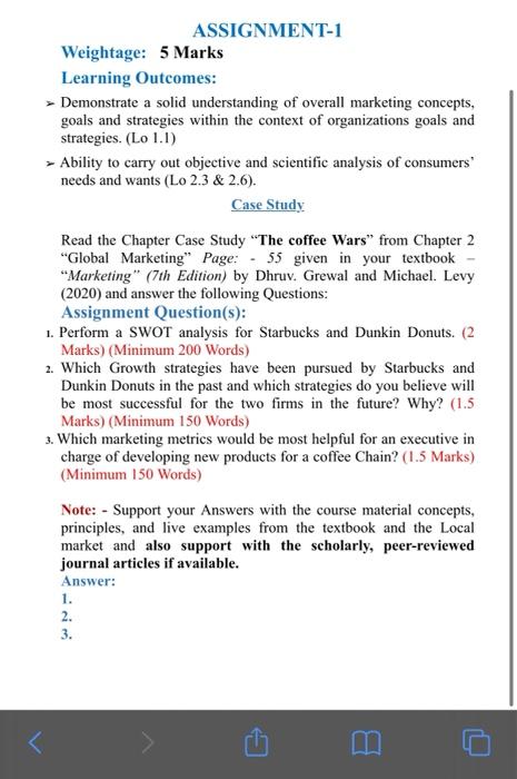 ASSIGNMENT-1 Weightage: 5 Marks Learning
