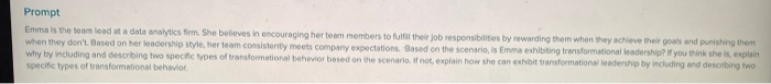 Prompt Emma is the team lead at a data analytics