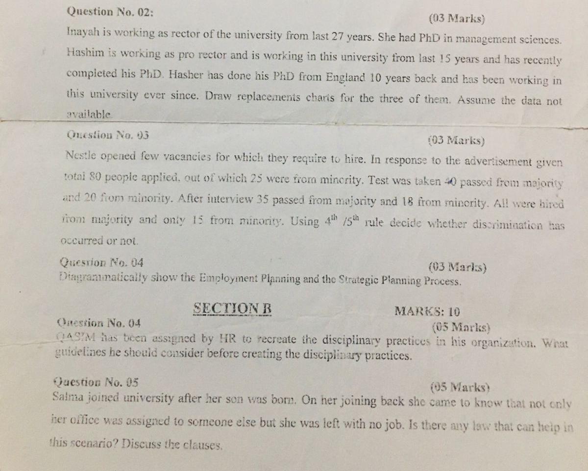 Question No. 02: (03 Marks) Inayah is working as