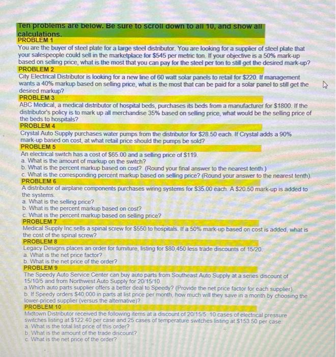 Ten problems are below. Be sure to scroll down to