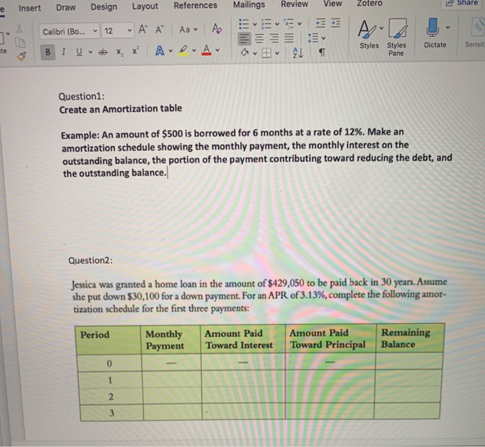 explain each step e Insert Draw Design Layout