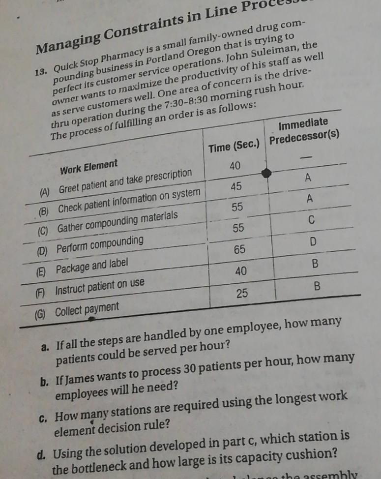 Managing Constraints in Line Pr 13. Quick Stop