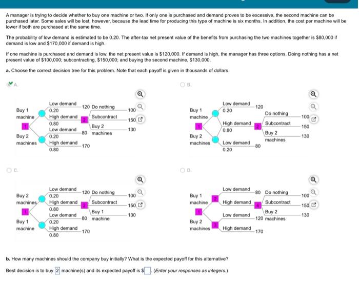 A manager is trying to decide whether to buy one