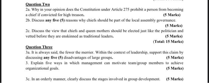 Question Two 2a. Why in your opinion does the