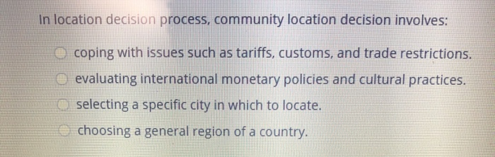 In location decision process, community location