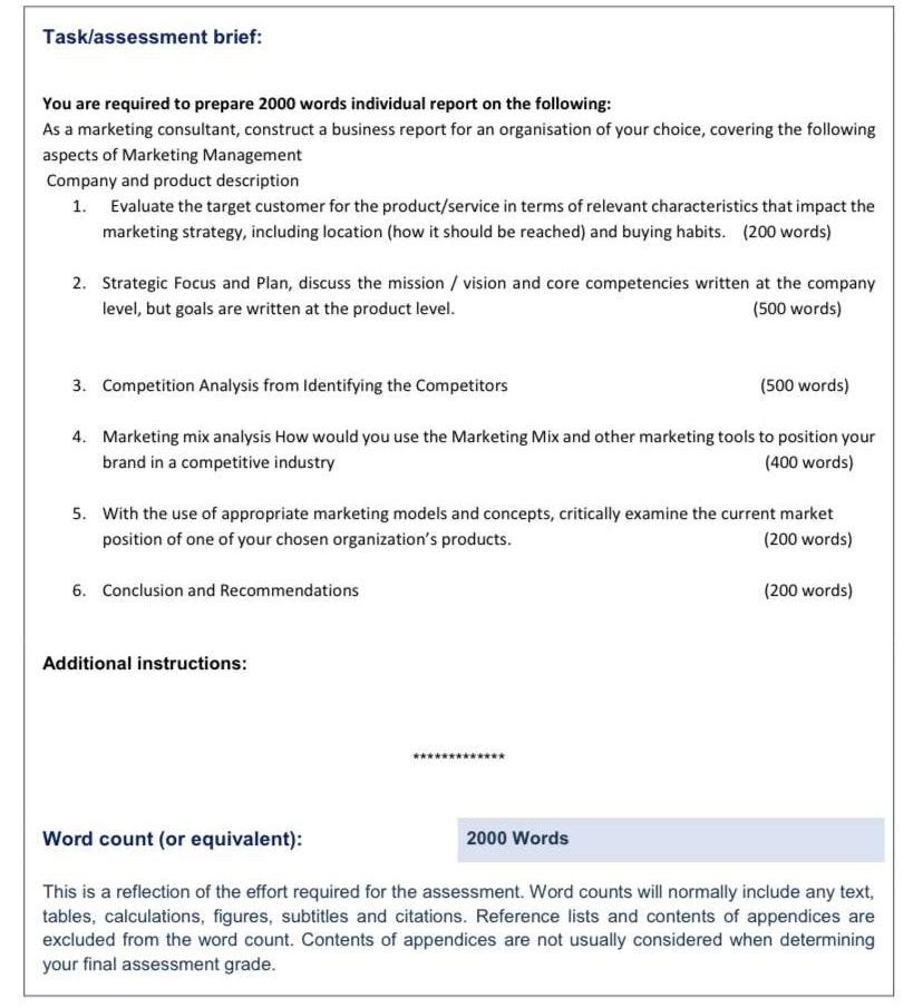 You are required to prepare 2000 words individual