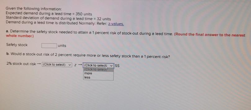 Given the following information Expected demand