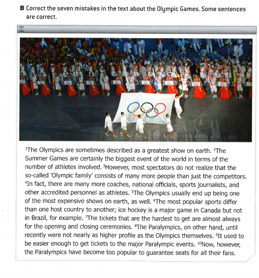 B Correct the seven mistakes in the text about