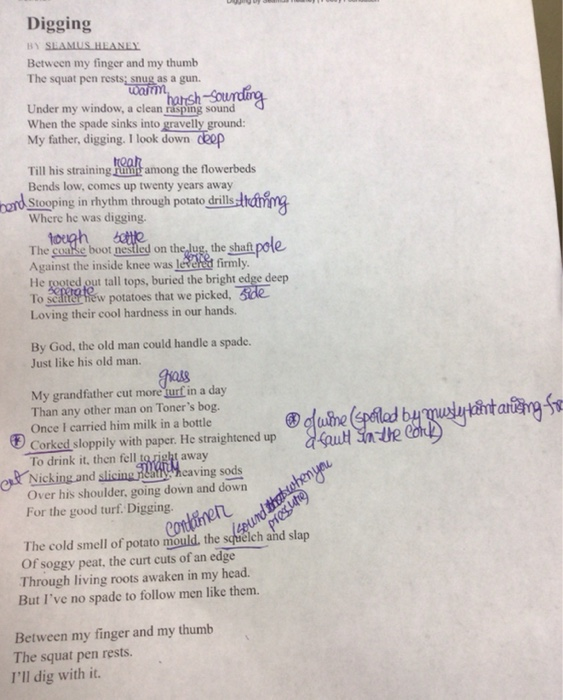 english literature poem "Digging" by Seamus