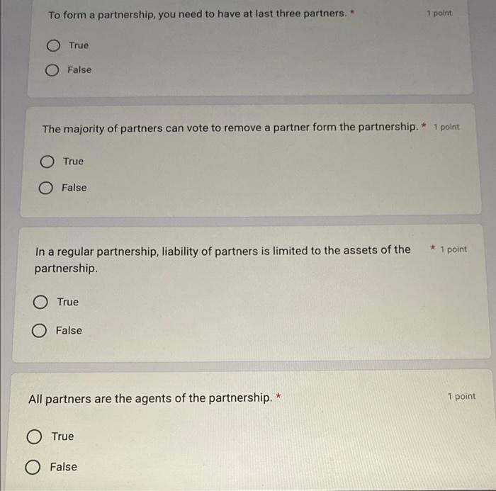 To form a partnership, you need to have at last