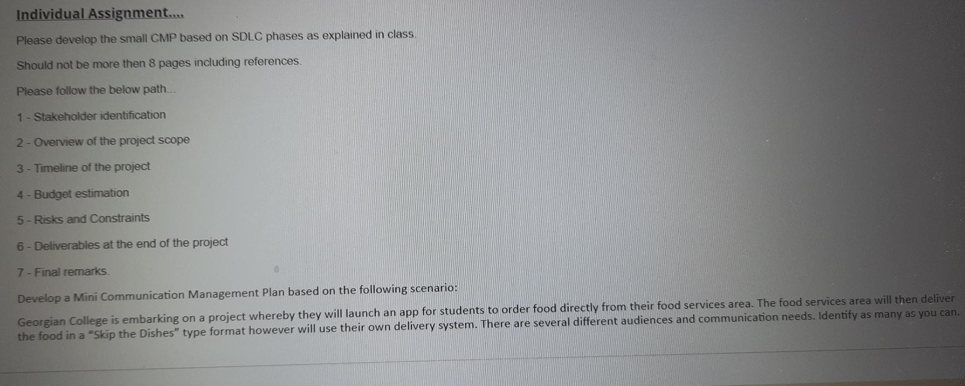 Individual Assignment.... Please develop the