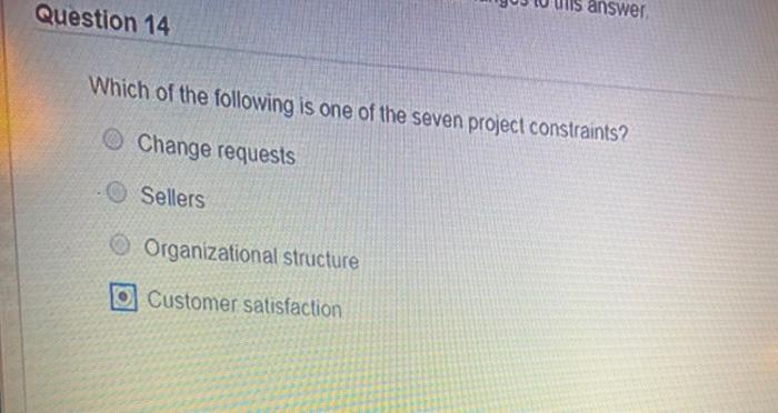 Question 14 answer Which of the following is one