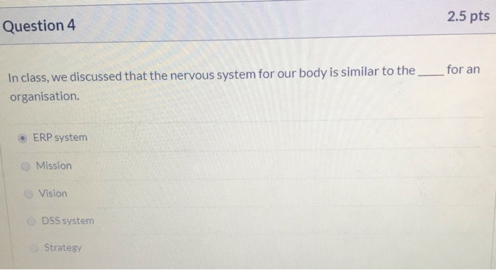 2.5 pts Question 4 _for an In class, we discussed