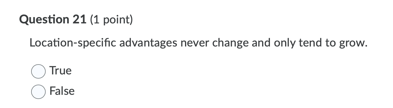 Question 21 (1 point) Location-specific
