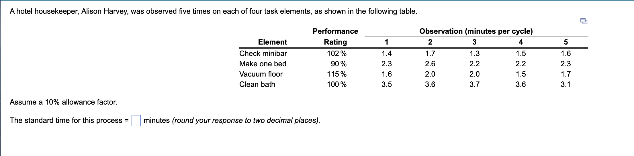 A hotel housekeeper, Alison Harvey, was observed