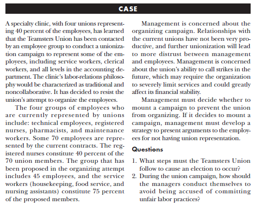 CASE A specialty clinic, with four unions