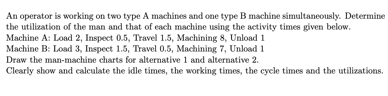 An operator is working on two type A machines and