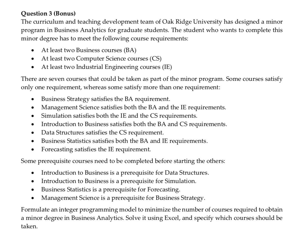 . . Question 3 (Bonus) The curriculum and
