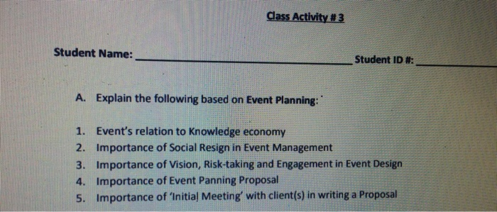 Class Activity #3 Student Name: Student ID #: A.