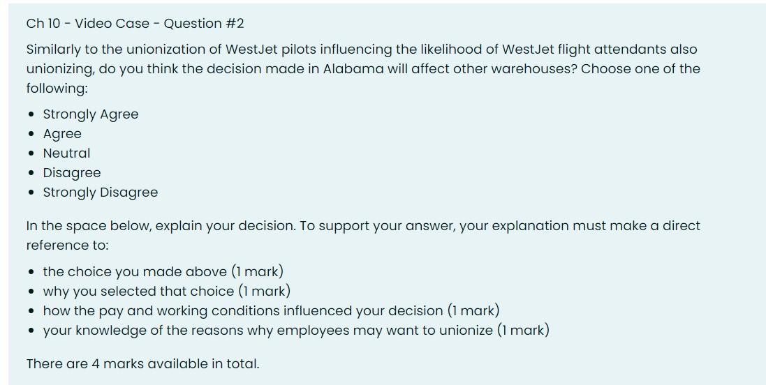 Ch 10 - Video Case - Question #2 Similarly to the