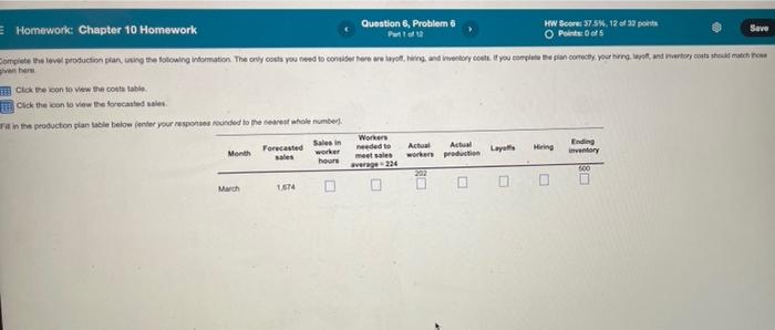 Save Homework: Chapter 10 Homework Question 6,