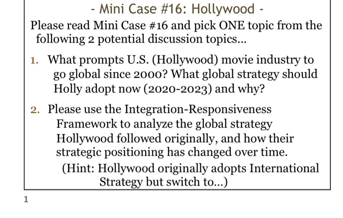 help please! Mini Case #16: Hollywood - Please