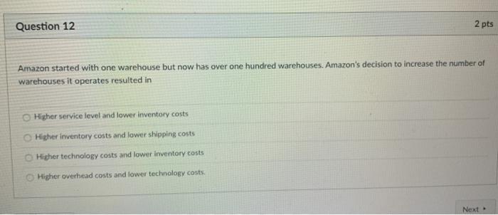 Question 12 2 pts Amazon started with one