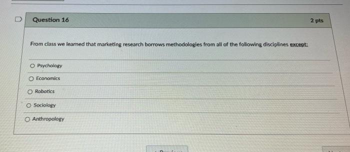 ANSWER 16-20 From class we learned that marketing
