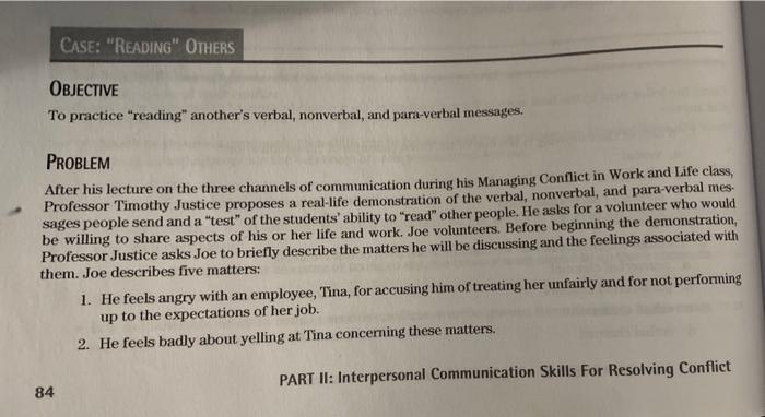 This is a Conflict Resolution class. Please make