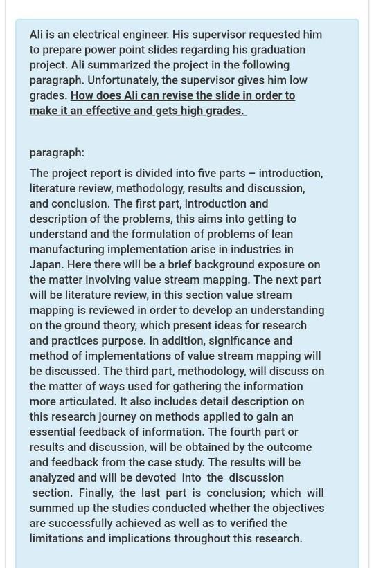 technical writing Ali is an electrical engineer.