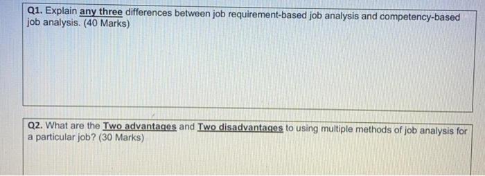 Q1. Explain any three differences between job