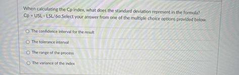 When calculating the Cp index, what does the