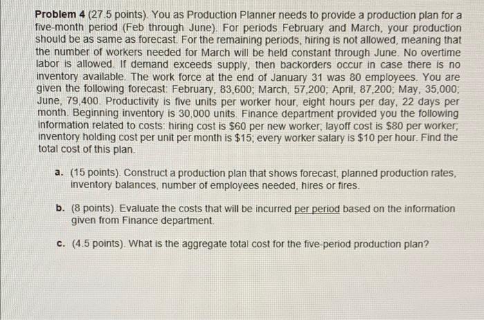 Problem 4 (27 5 points). You as Production