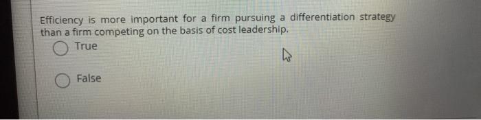 Efficiency is more important for a firm pursuing