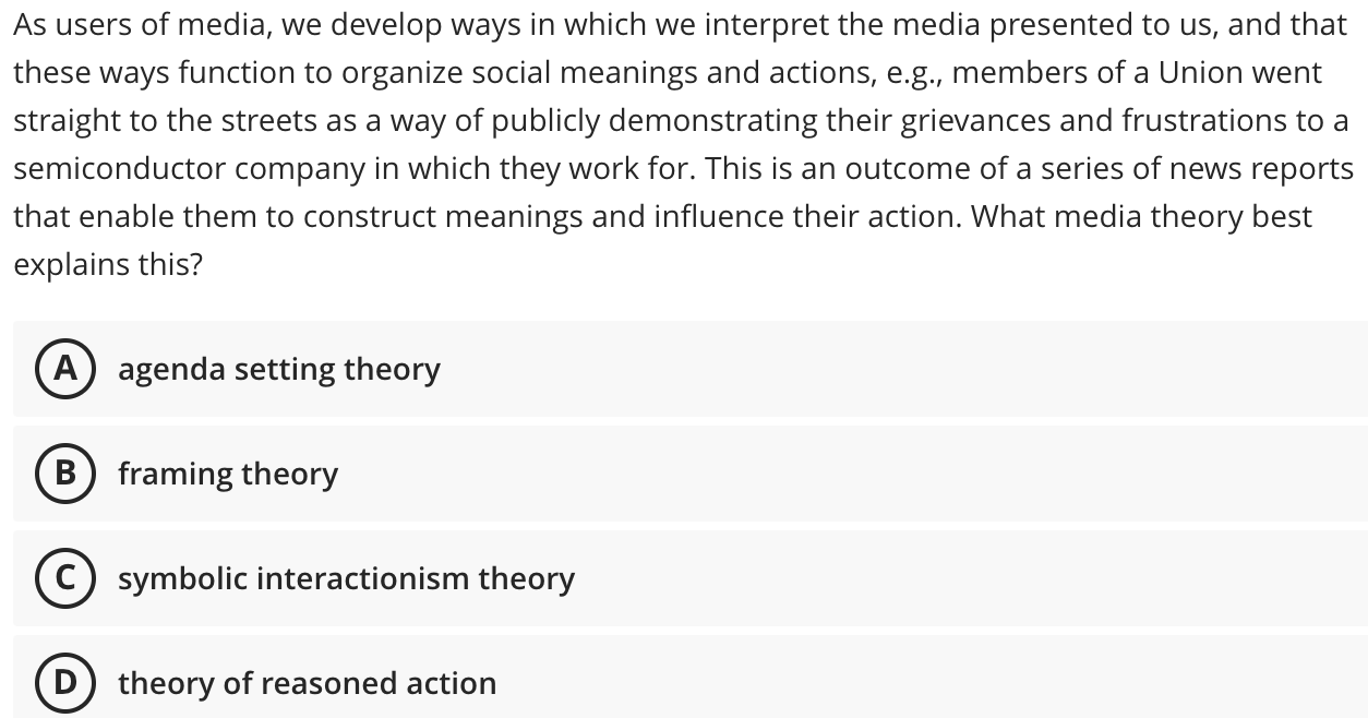 This theory of media looks at how behavior can