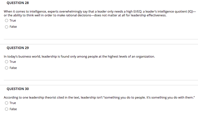 QUESTION 28 When it comes to intelligence,