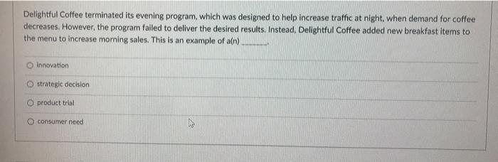 Delightful Coffee terminated its evening program,